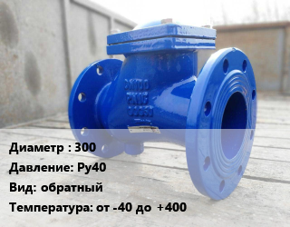 Клапан стальной 300 Ру40 обратный от -40 до +400, АСТА, вода, пар, воздух, фланцевый, серия ОК133, шт цена от 2055979 Тг / шт, где купить, условия доставки в Актау и Мангистауской области